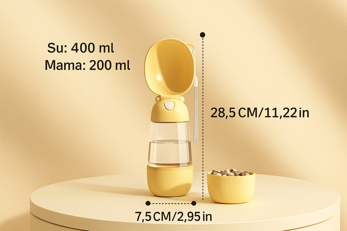 600ML 2'Sİ 1 ARADA EVCİL HAYVAN TAŞINABİLİR SU & MAMA KABI SETİ