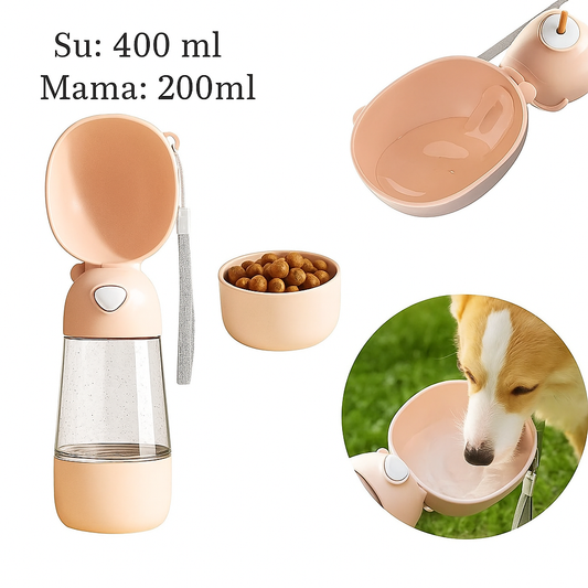 600ML 2'Sİ 1 ARADA EVCİL HAYVAN TAŞINABİLİR SU & MAMA KABI SETİ